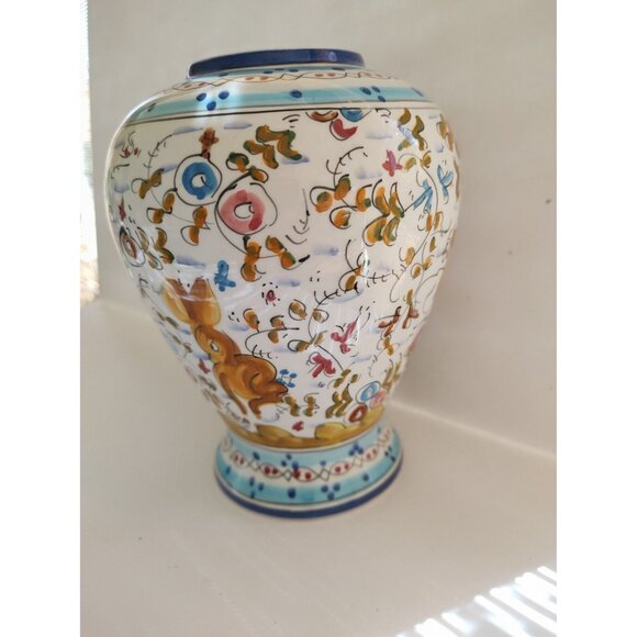 Hand Painted Ceramic Vase - Frazarte Portugal - 7" - 17th Century Style - Picture 2 of 12